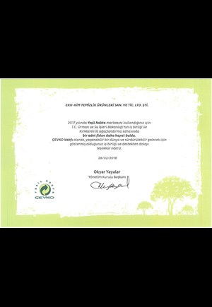 ÇEVKO Certificate of Appreciation
