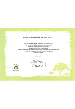 ÇEVKO Certificate of Appreciation